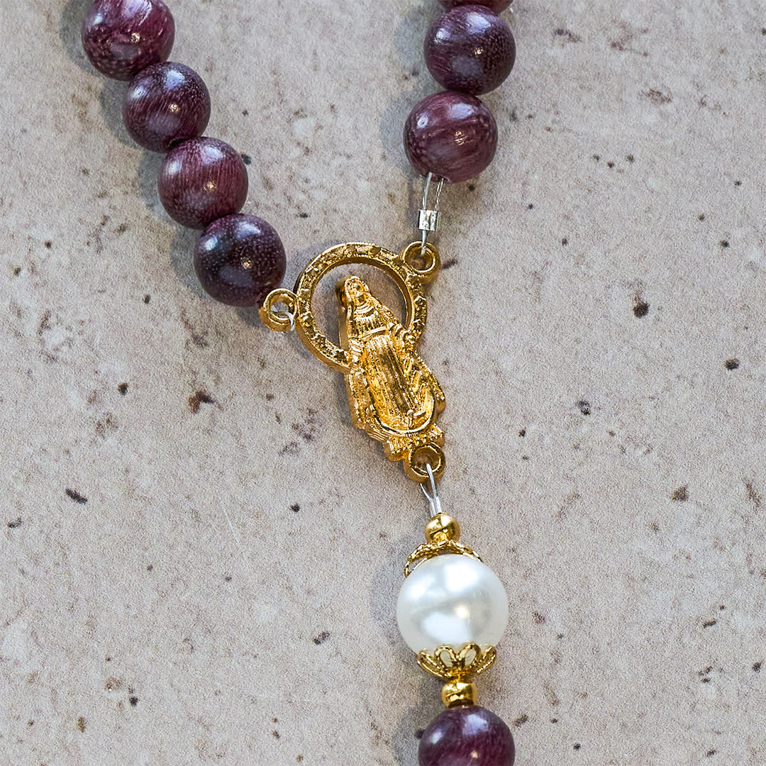 Christianartworkshop Elegant Perilla Wood Devotion Rosary with Our Lady & Crucifix - image 9