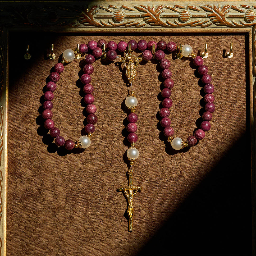 Christianartworkshop Elegant Perilla Wood Devotion Rosary with Our Lady & Crucifix - image 11