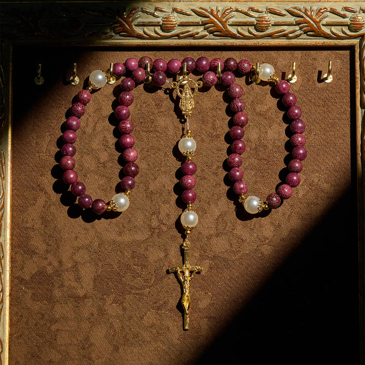 Christianartworkshop Elegant Perilla Wood Devotion Rosary with Our Lady & Crucifix - image 11