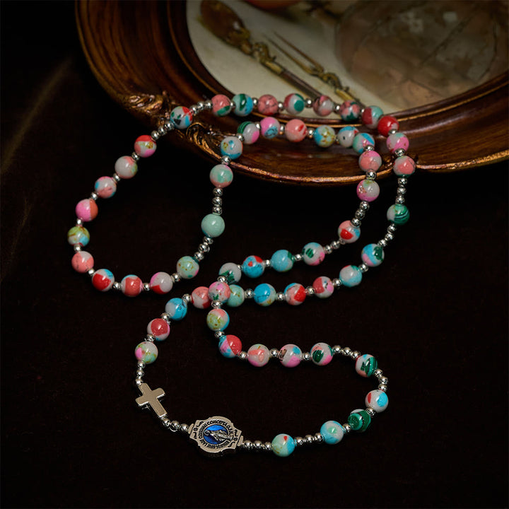 Christianartworkshop 6mm Pastel UV-Glow Rosary Bracelet: Pastel Hues & Illuminated Devotion - image 6
