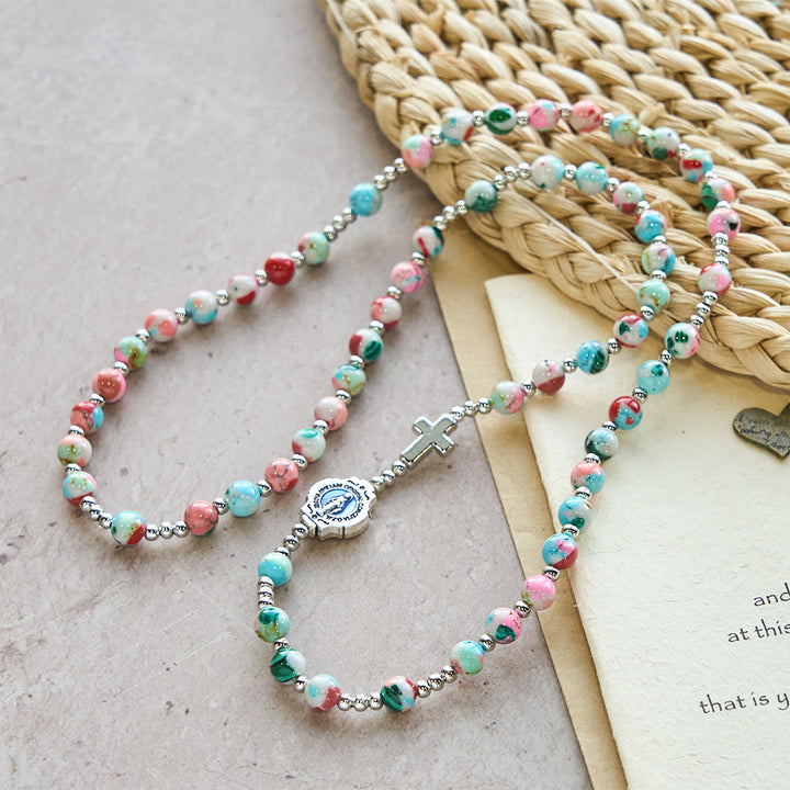 Christianartworkshop 6mm Pastel UV-Glow Rosary Bracelet: Pastel Hues & Illuminated Devotion - image 5