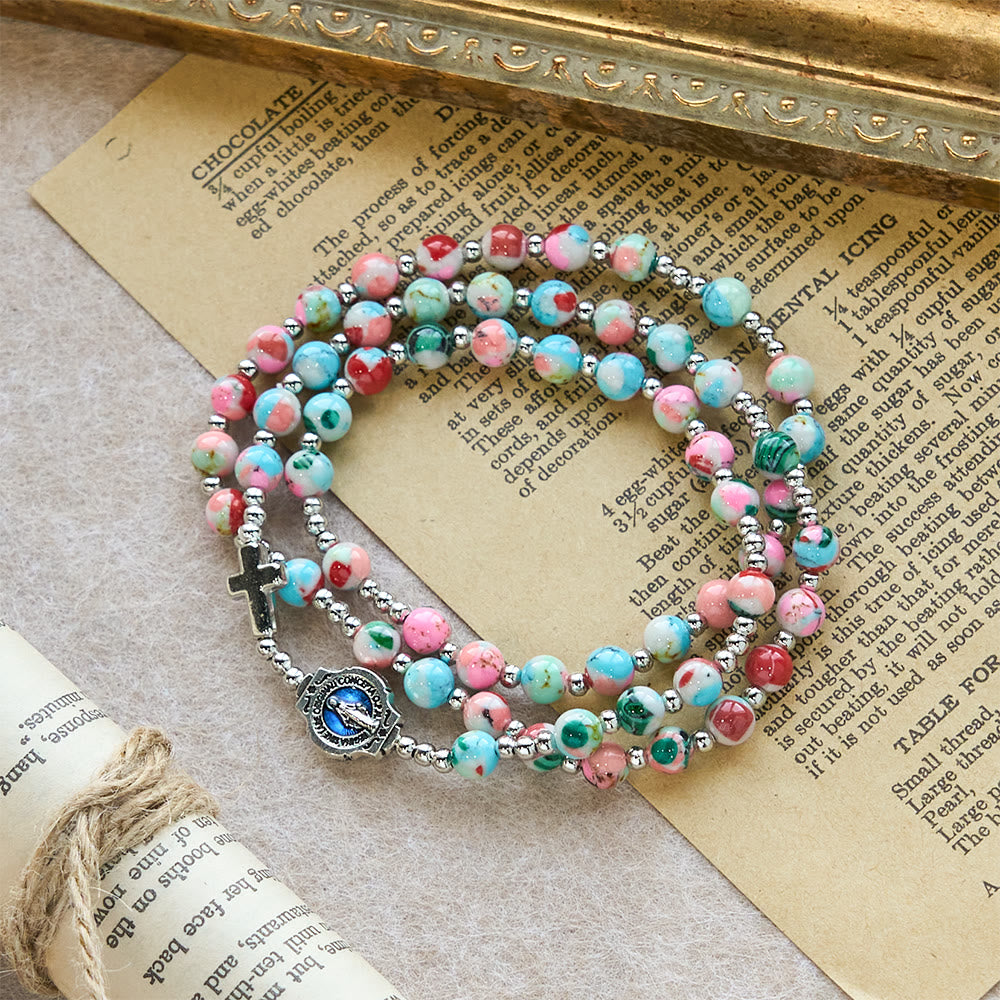 Christianartworkshop 6mm Pastel UV-Glow Rosary Bracelet: Pastel Hues & Illuminated Devotion - image 2