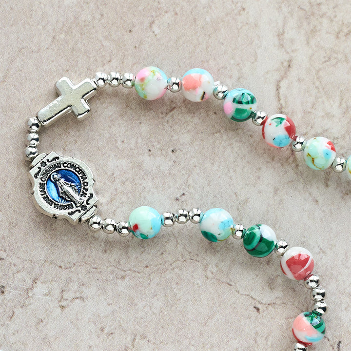 Christianartworkshop 6mm Pastel UV-Glow Rosary Bracelet: Pastel Hues & Illuminated Devotion - image 9