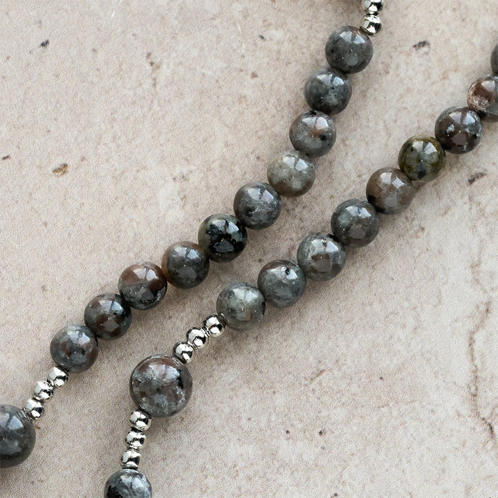 Christianartworkshop 6mm UV-Glow Flame Stone Rosary Bracelet: Ashy Texture & Illuminated Devotion - image 8