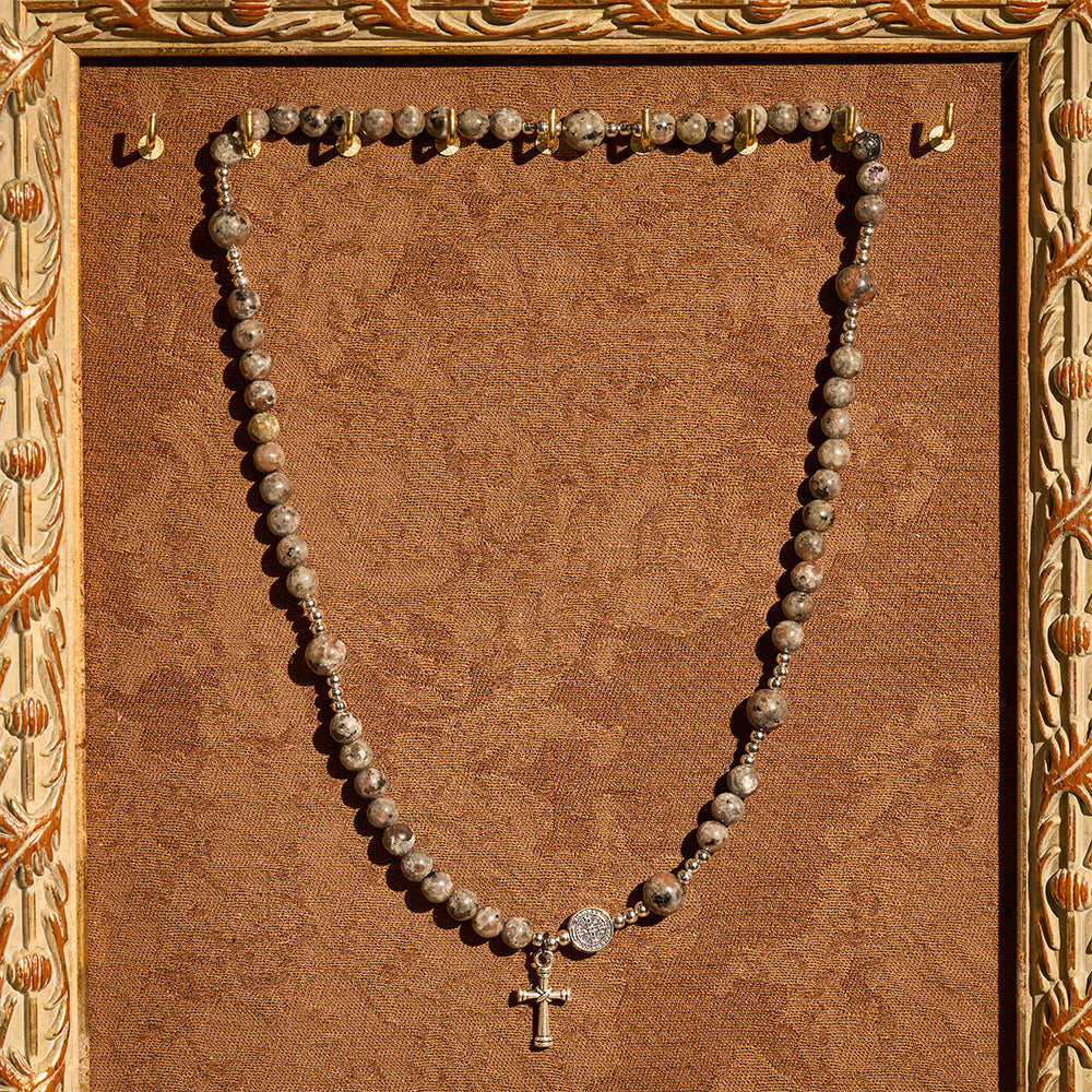 Christianartworkshop 6mm UV-Glow Flame Stone Rosary Bracelet: Ashy Texture & Illuminated Devotion - image 9