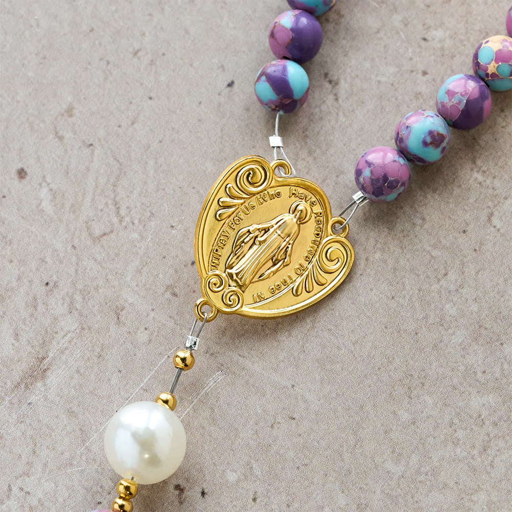 Christianartworkshop Blessed Purple-Blue Emperor Stone Rosary: Carry a Little Warmth in Your Pocket - image 9