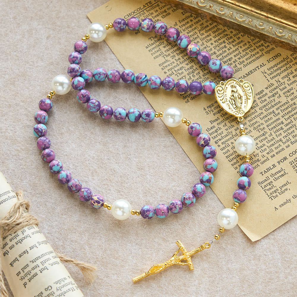 Christianartworkshop Blessed Purple-Blue Emperor Stone Rosary: Carry a Little Warmth in Your Pocket - Emperor Stone - image 0
