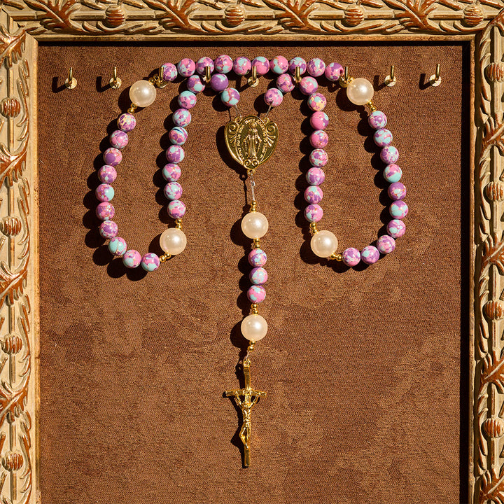 Christianartworkshop Blessed Purple-Blue Emperor Stone Rosary: Carry a Little Warmth in Your Pocket - image 10