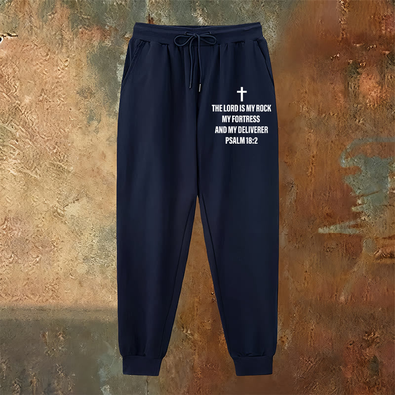 Christianartworkshop Psalm 18:2 with Cross Sweatpants: Daily Wear with Steadfast Faith - image 2