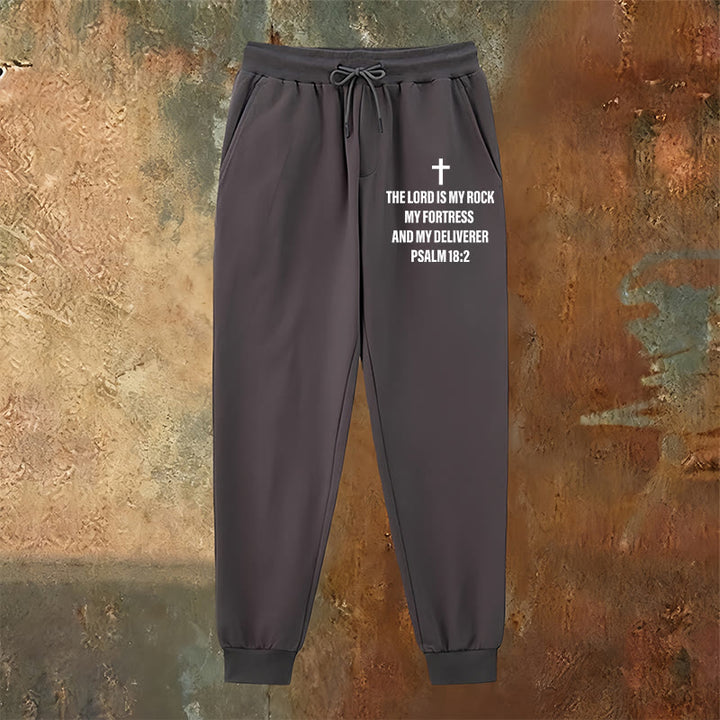 Christianartworkshop Psalm 18:2 with Cross Sweatpants: Daily Wear with Steadfast Faith - image 6