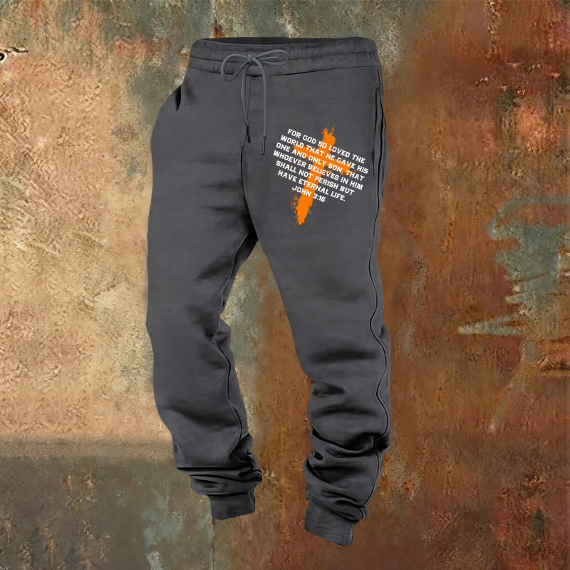 Christianartworkshop John 3:16 Sweatpants: Daily Wear with Gracious Faith - Warm Grey - 2XL - image 4
