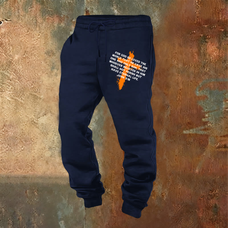 Christianartworkshop John 3:16 Sweatpants: Daily Wear with Gracious Faith - Navy Blue - 2XL - image 13