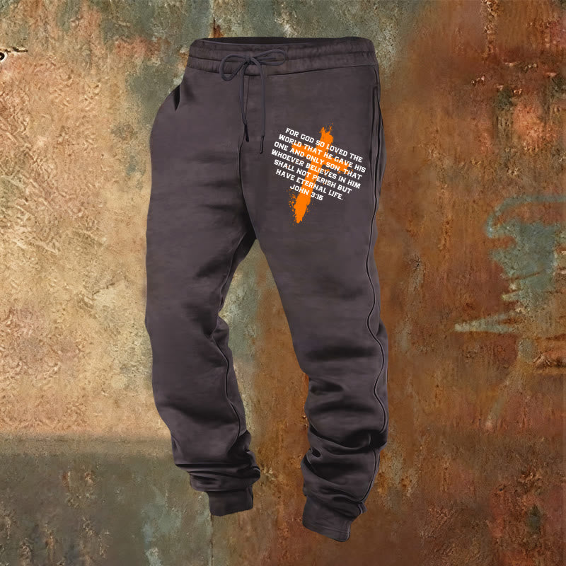 Christianartworkshop John 3:16 Sweatpants: Daily Wear with Gracious Faith - Dark Grey - 2XL - image 16