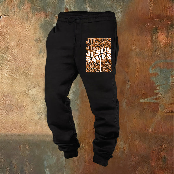 Christianartworkshop Jesus Saves Sweatpants: Daily Comfort Wrapped in Devotion - Black - 2XL - image 12