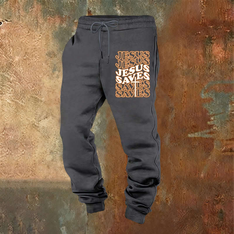 Christianartworkshop Jesus Saves Sweatpants: Daily Comfort Wrapped in Devotion - Warm Grey - 2XL - image 8