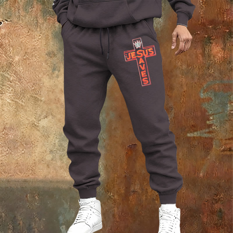 Christianartworkshop Cross & "Jesus Saves" Sweatpants: Daily Wear Tied to His Promise - image 5