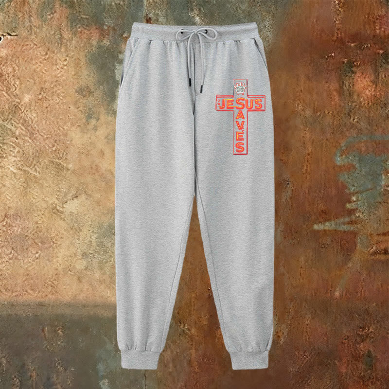 Christianartworkshop Cross & "Jesus Saves" Sweatpants: Daily Wear Tied to His Promise - image 10