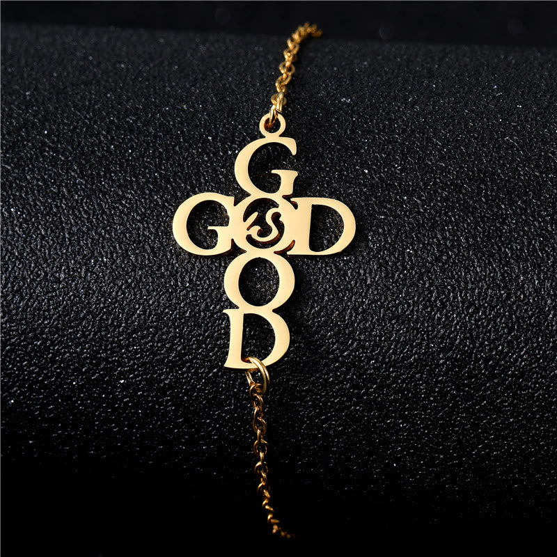Christianartworkshop Cross & Faith Bracelet: Delicate Companion of Grace & Hope - GOOD GOD - Golden - image 7