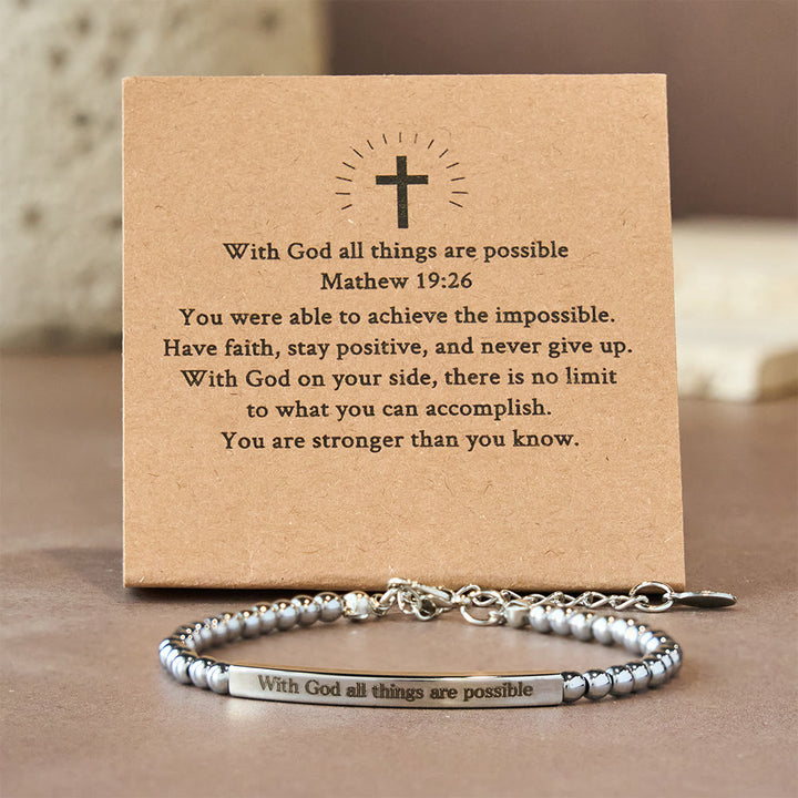 Christianartworkshop Matthew 19:26 & German Psalm 46:5 Bracelet: Quiet Reminder of Divine Presence - Matthew 19:26 - image 0