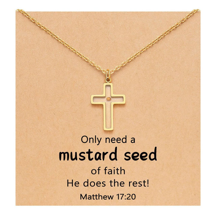 Christianartworkshop Matthew 17:20 Multi-Shaped Mustard Seed Pendant: Quiet Reminder of Faith’s Power - Cross - image 0