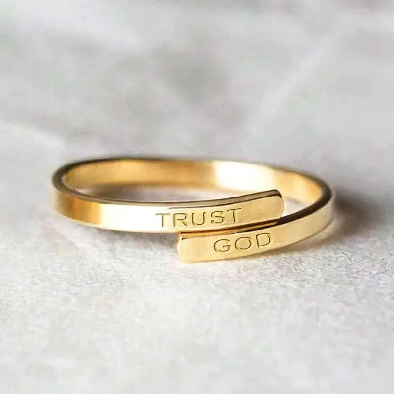 Christianartworkshop TRUST GOD Split-Band Ring: Steady Companion of Divine Trust - Golden(Suitable for US sizes 6-13) - image 0