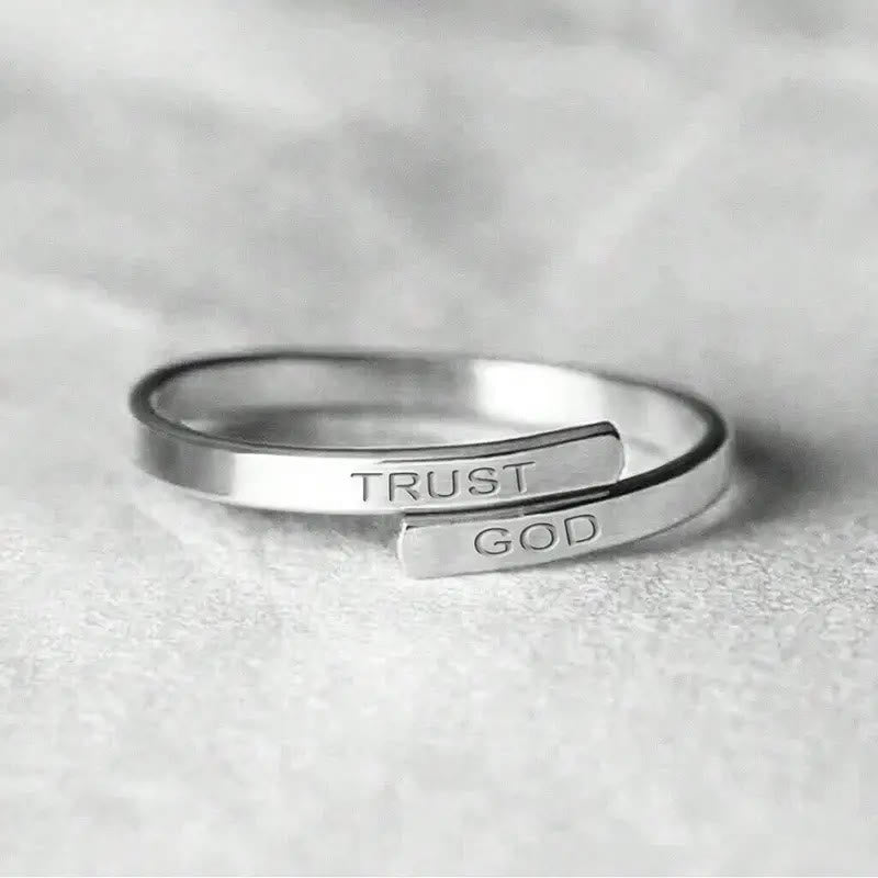 Christianartworkshop TRUST GOD Split-Band Ring: Steady Companion of Divine Trust - Silver(Suitable for UK Size L1/2 - UK Size Z) - image 2