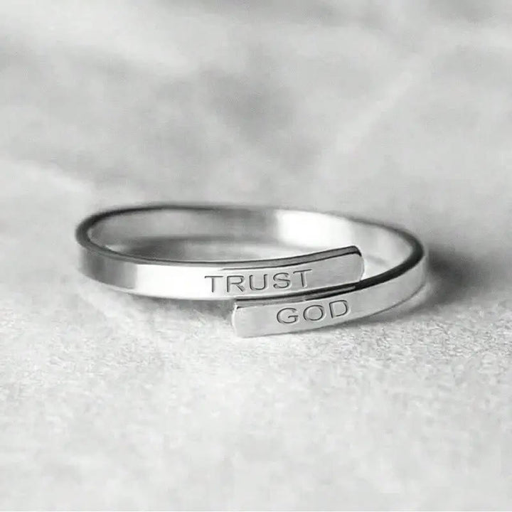 Christianartworkshop TRUST GOD Split-Band Ring: Steady Companion of Divine Trust - Silver(Suitable for UK Size L1/2 - UK Size Z) - image 2