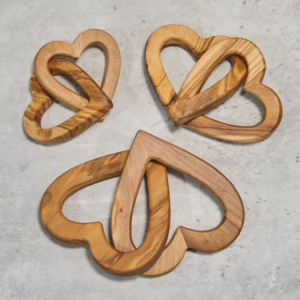 Christianartworkshop Three-Size Olive Wood Dual-Heart Decor: Warm Companion of Connection - image 1