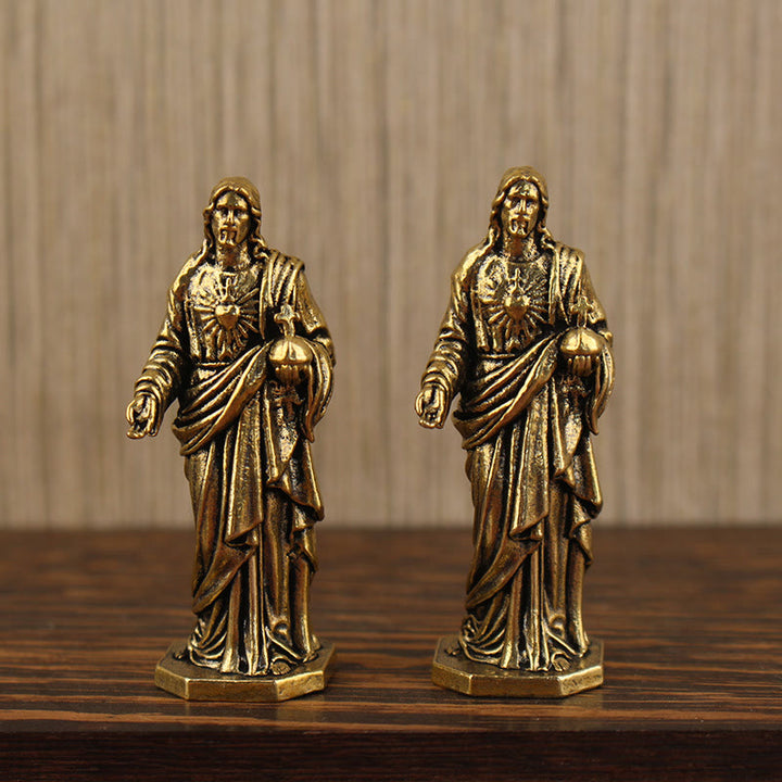 Christianartworkshop Brass Jesus with Sacred Heart Statue: Reverent Companion of Grace - image 0