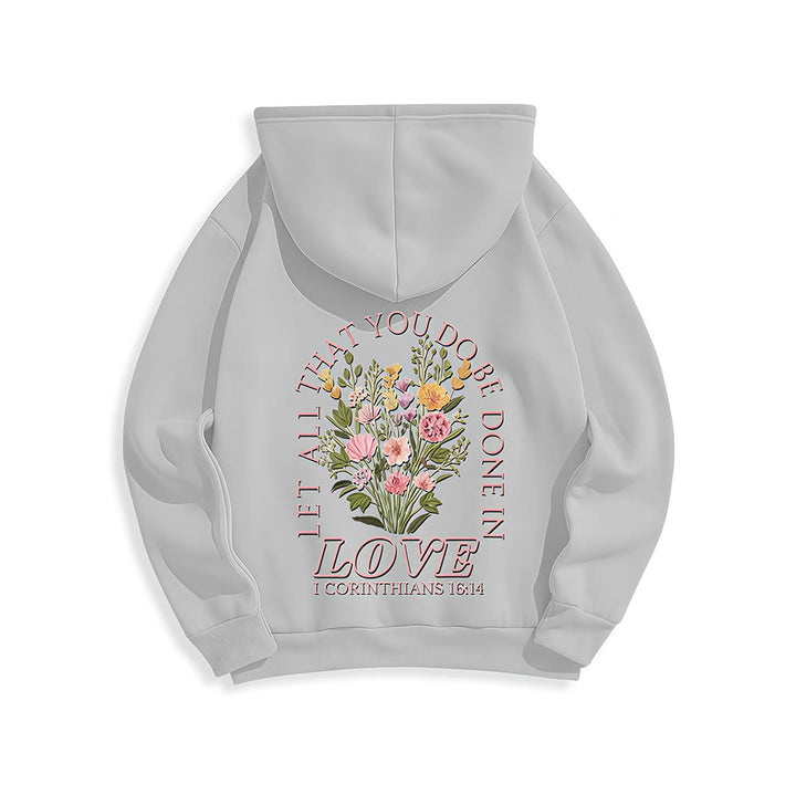 Christianartworkshop Do All In Love Scripture Floral Fleece Lined Polyester Hoodie - image 16