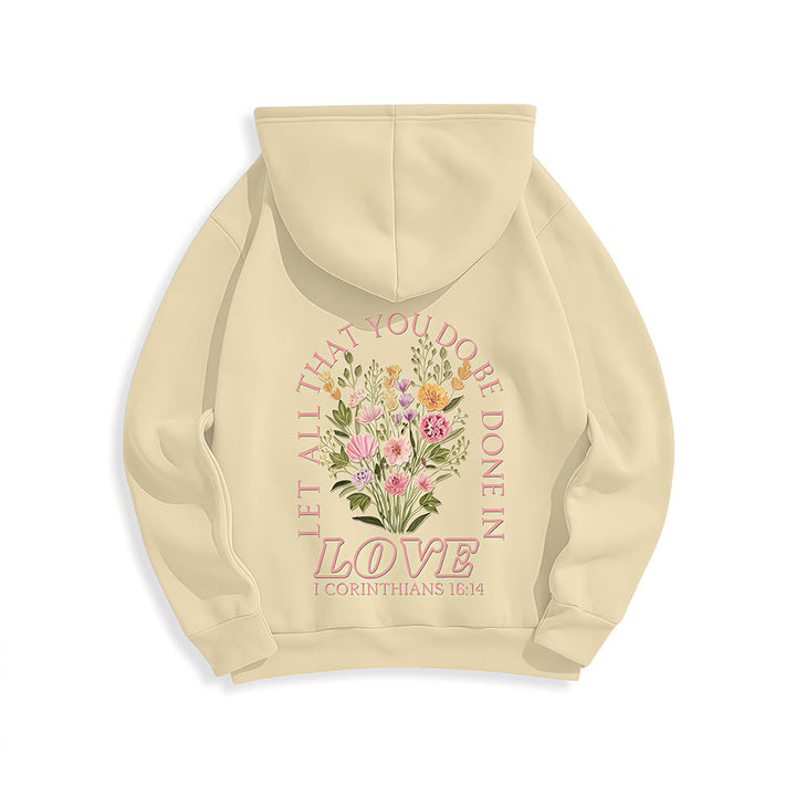 Christianartworkshop Do All In Love Scripture Floral Fleece Lined Polyester Hoodie - image 1