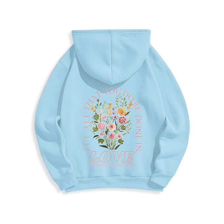 Christianartworkshop Do All In Love Scripture Floral Fleece Lined Polyester Hoodie - image 22
