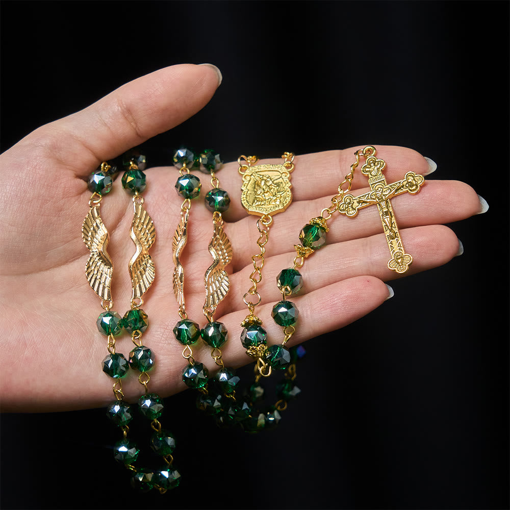 Christianartworkshop Archangel Acrylic Rosary with Golden Wing Accent: Radiant Companion of Gentle Grace - image 1