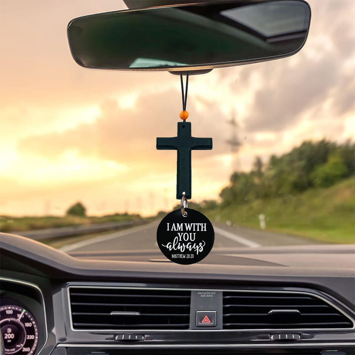 Christianartworkshop Bible Verse Car Hanging Cross Ornament: Scan for a Bible Verse Every Day - Black Cross - image 4