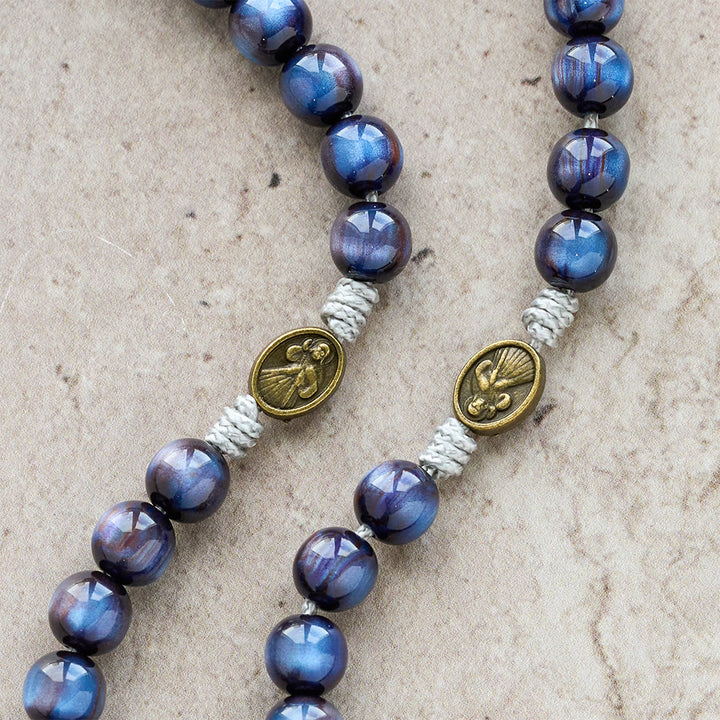 Christianartworkshop Deep Blue Starlight Faith Rosary: Divine Mercy & Our Lady Sacred Medals - image 8