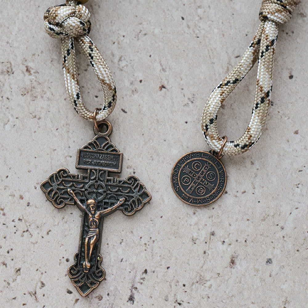 Christianartworkshop Rustic Faith Bronze Pocket Rosary with Copper St. Benedict & Crucifix  - image 7