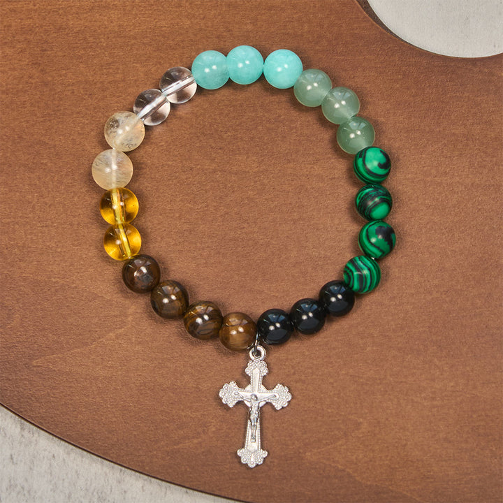 Christianartworkshop Multi-Natural Stone Faith Bracelet with Assorted Stones & Cross: Faith That Shines Naturally - image 4