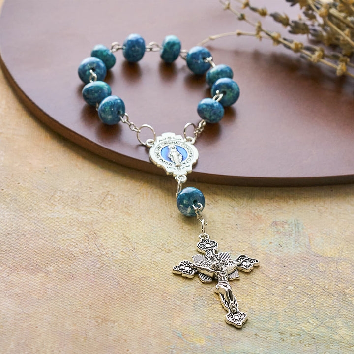 Christianartworkshop Compact Faith Pocket Rosary: Blue Tone & Our Lady Accent - Pocket Rosary - image 0