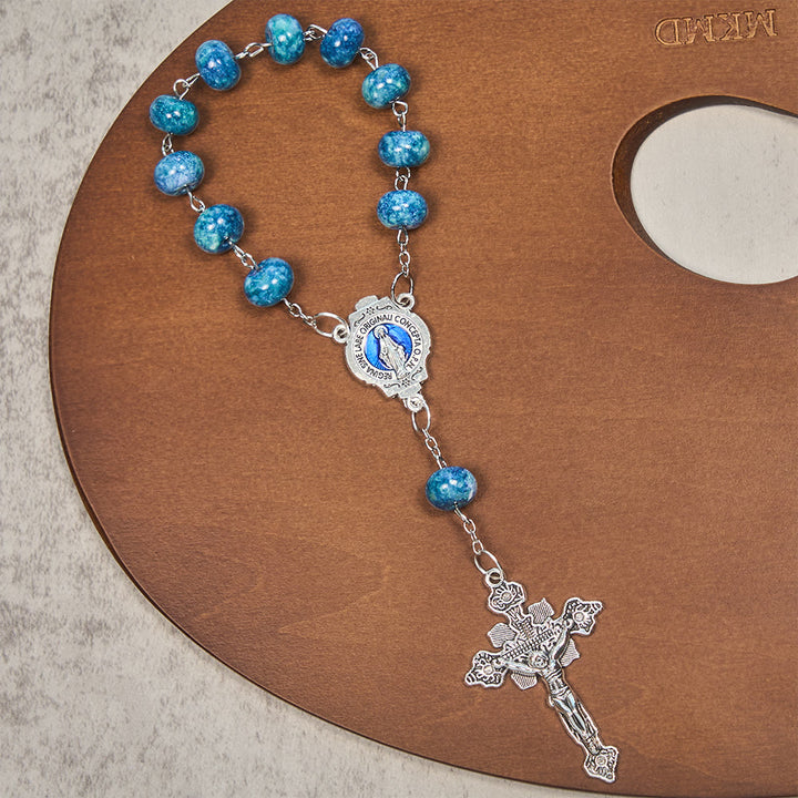 Christianartworkshop Compact Faith Pocket Rosary: Blue Tone & Our Lady Accent - image 2