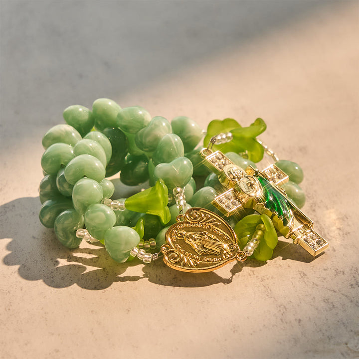 Christianartworkshop Blessed Lily & Mint Green Heart Rosary with Saint Jude: Sweet Purity You Can Wear - image 6