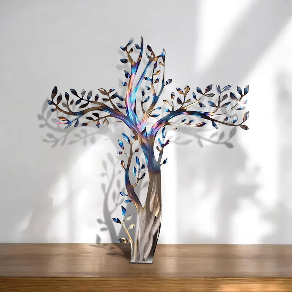Christianartworkshop 4-Style Flourishing Cross Metal Wall Art: Growth & Grace in Every Branch - D - 19.69''*17.78''/50*35cm - image 12