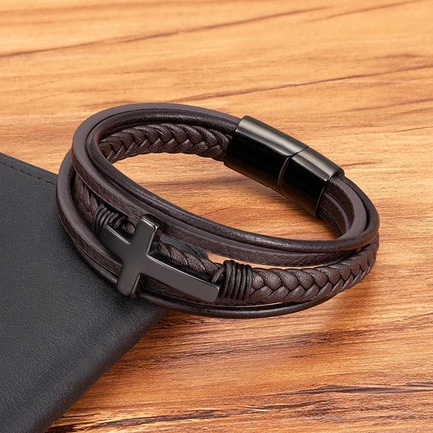 Christianartworkshop Braided Cross Leather Bracelet: Steady Grace for Everyday Wrists - image 11