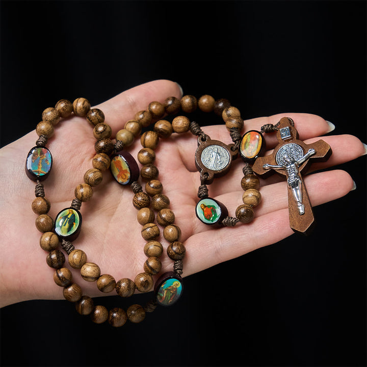 Christianartworkshop Earthy Wooden with Sacred Icon Beads Rosary: Faith Rooted in Natural Grace - Sacred Icon - image 0
