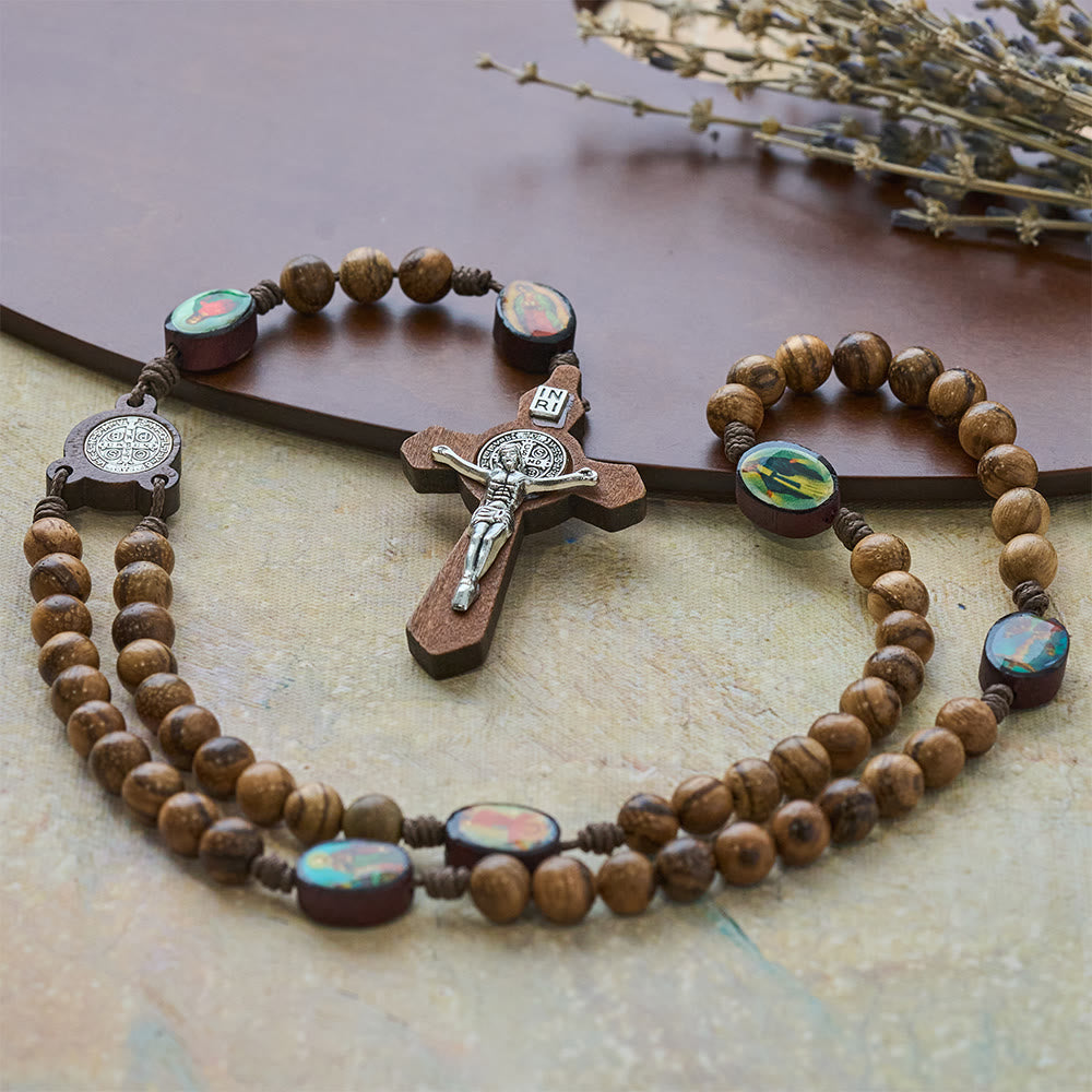 Christianartworkshop Earthy Wooden with Sacred Icon Beads Rosary: Faith Rooted in Natural Grace - image 3