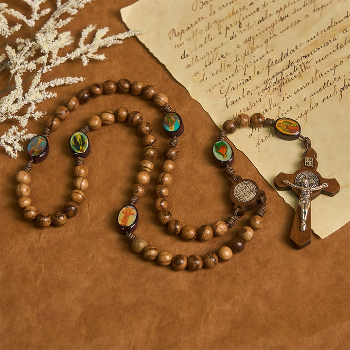Christianartworkshop Earthy Wooden with Sacred Icon Beads Rosary: Faith Rooted in Natural Grace - image 6