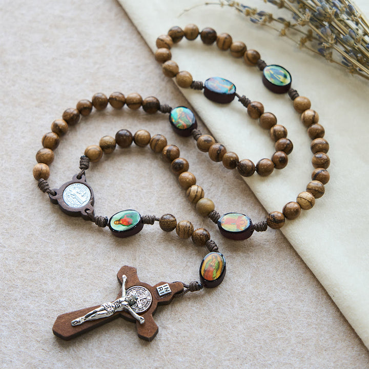 Christianartworkshop Earthy Wooden with Sacred Icon Beads Rosary: Faith Rooted in Natural Grace - image 2