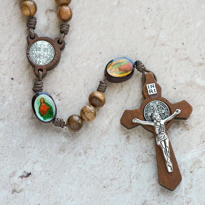 Christianartworkshop Earthy Wooden with Sacred Icon Beads Rosary: Faith Rooted in Natural Grace - image 4