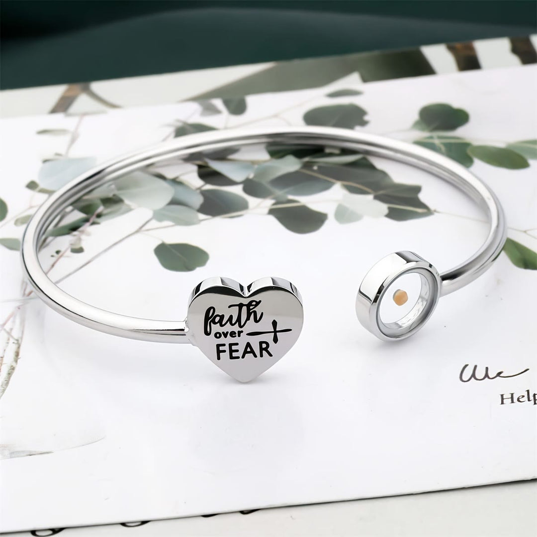 Christianartworkshop 3-Color Faith Over Fear Mustard Seed Bangle: A Steady Reminder of Hope - Silver - image 0