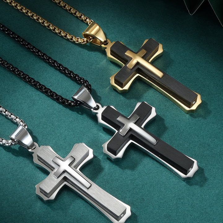 Christianartworkshop Three-Layer Cross Necklace: Personalized Faith for Daily Days - image 0