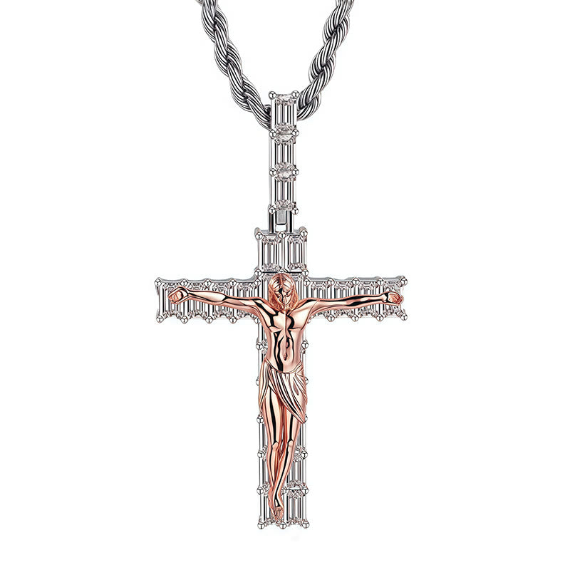 Christianartworkshop Copper & Zircon Crucifix Necklace: His Sacrifice Close to Your Heart - image 3